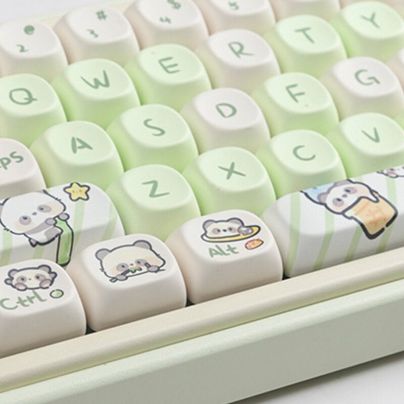 Mechanical Keyboard Keycaps 137 Keys PBT Material MOA Height Milky Green Panda