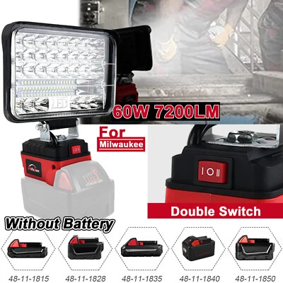 AUTOJARE LED Work Light Cordless for Milwaukee M18 18V Battery USB Port Outdoors Lamp