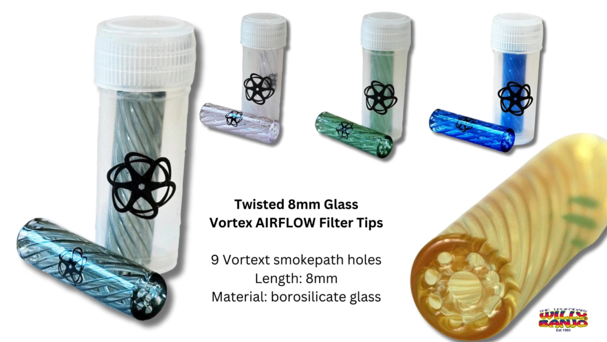 Vortex Twisted Glass Filter Tips 7mm 8mm 10mm -9 Hole Airflow Cooling Mouthpiece