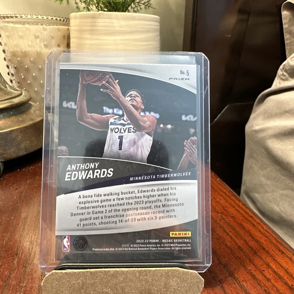 Anthony Edwards 2022-23 Panini Mosaic Elevate Green Prizm #5 - Image 2 of 2