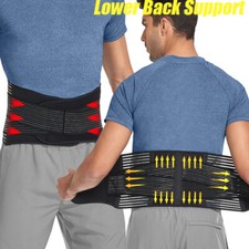 Lower Lumbar Support Adjustable Strap Waist Back Belt Brace Pain Relief Unisex