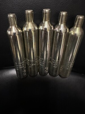 5PK 33 Gram Co2 Cartridges Cylinders 1/2  Thread - A/M PFD Lifevest Lifejacket