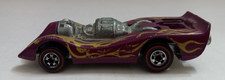 Hot Wheels Jet Threat Purple with Yellow Flames 1970 REDLINE TIRES