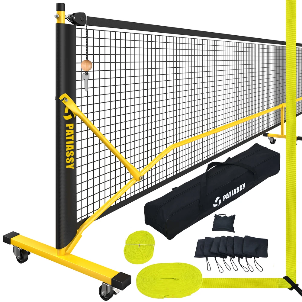 Pickleball Net Set with Wheels & Court Marking Kit 22 FT Portable Pickleball Net Pickleball Net Set with Wheels & Court Marking Kit 22 FT Portable Pickleball Net