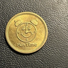 Fun Time Alarm Clock Logo Eagle Stars, Back, Arcade Video Game Token F32b