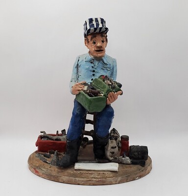 Clay Sculpture Statue Fisherman Fishing Chicago Artist Stephen Baldauf ...