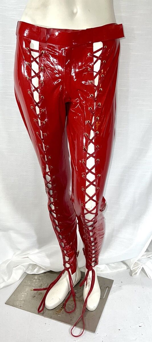 F/W 2003 CHRISTIAN DIOR Red Lace Up Latex Pant HOUSE OF F/W 2003 CHRISTIAN DIOR Red Lace Up Latex Pant HOUSE OF
