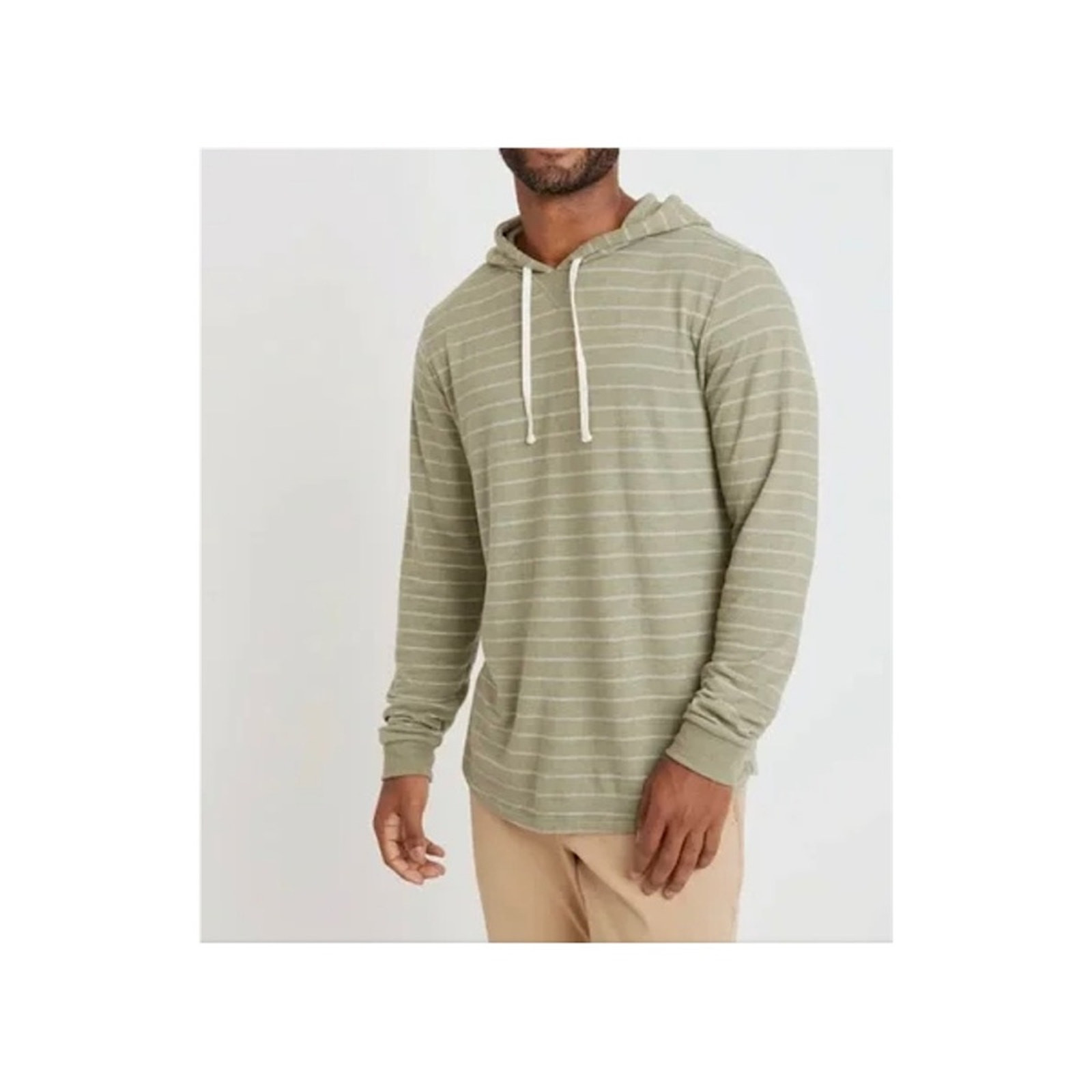 Marine Layer Pullover Hoodie, NWOT, XL, dusty olive/white stripe