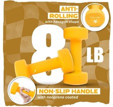 Yes4All 8 LB Neoprene Hex Dumbbells Set of 2 Yellow