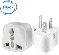 2 PCS European EU To US American Adapter Plug Converter Euro Asia to USA