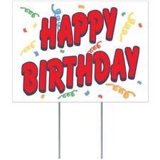 Plastic Happy Birthday Yard Sign 11.5  x 15.5 Birthday Decorations Supplies