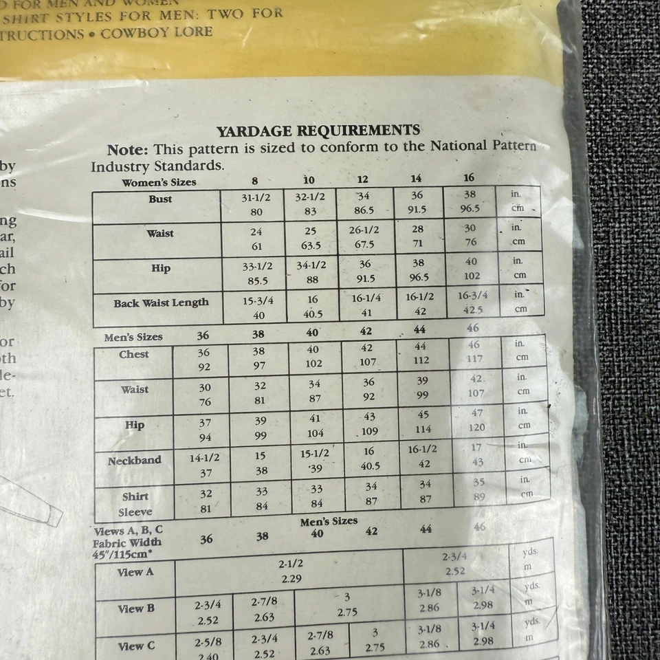 Folkwear # 212 Sewing Pattern Five Frontier Shirts Western Mens Women UNCUT - Image 4 of 4