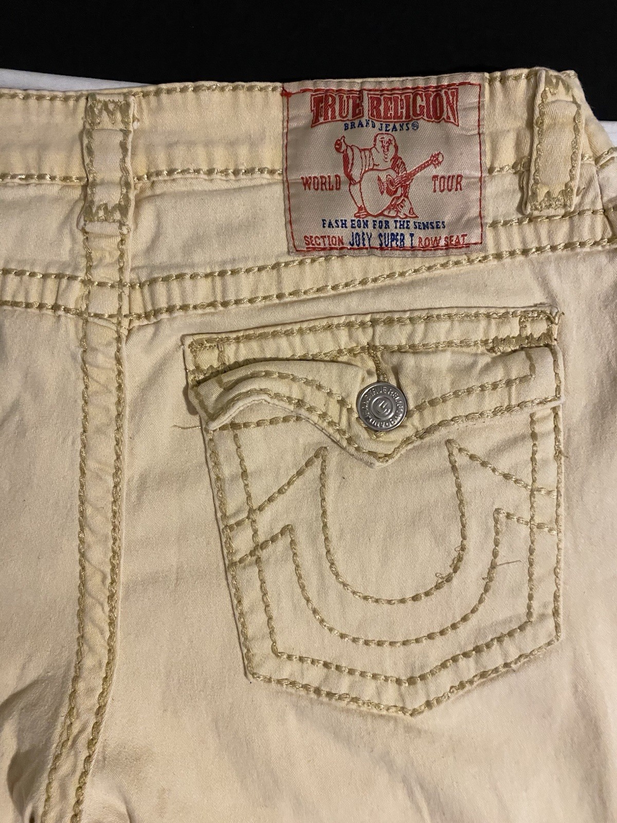 True Religion Men's Beige Denim Straight Jeans 5-Pocket Button Closure thumbnail 4
