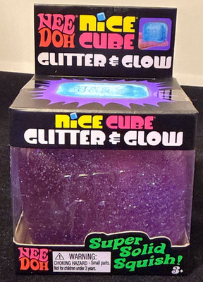NeeDoh Purple Glitter & Glow Nice Cube Schylling Squeeze Ball Toys Nee Doh