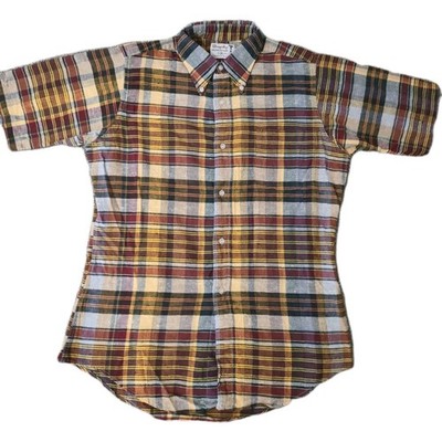 Vtg 50s 60s Shapely Shirt Collared Button Up Plaid Mens Medium 15 