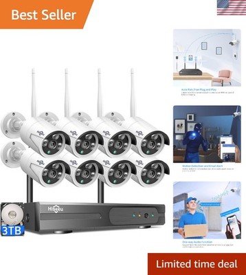 Reliable WiFi Security Camera Kit - 8 Weatherproof 5MP Cameras, 24/7 Recording