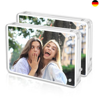 2 Pack Acryl Bilderrahmen 10X15Cm, Klar Glas Fotorahmen Doppelseitig Magnetisch