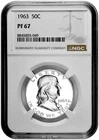 1963 50C Proof Silver Franklin Half Dollar NGC Graded PF 67 White Coin