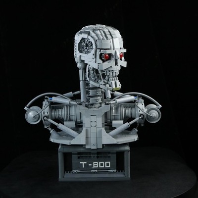 Modubrix Mocs Building Block Motorized Terminator T-800 Bust Set Bricks Toys Kit