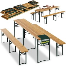 Set Birreria con 2 Panche e Tavolo Pieghevole Seduta Ergonomica Lunghezza 220cm