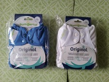 BumGenius Original Cloth Diapers 5.0 Set of Two Blue/White OS 100 Reusable