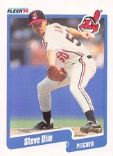 Steve Olin 1990 Fleer 499  Cleveland Indians Rookie Baseball Card. rookie card picture