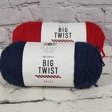 Big Twist Value Yarn Lot Of 2 Skiens Acrylic 4 Navy Blue Red New