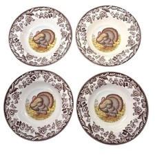 Spode Woodland Turkey Bowls Set Of 4 Rimmed Soup 9 inch England S3422