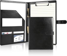 Professional Portfolio Binder with Clipboard, Faux Leather Padfolio Organizer fo