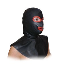 Latex beulsmasker zwart/rood 0,4 mm (M)