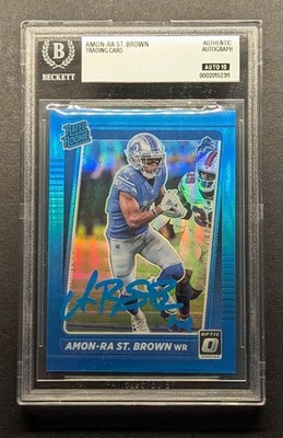 AMON-RA ST. BROWN Rookie Auto 2021 Optic Blue Holo Prizm Rated Rookie RC