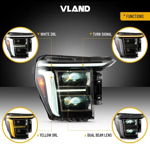 VLAND Full LED Headlights& LED Tail Lights For 2021-2023 Ford F150 F-150 - Bild 2 von 30