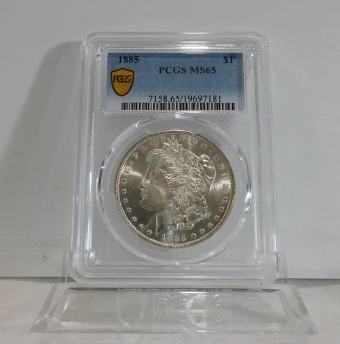 PCGS PRICE GUIDE- $240!  GOLD SHIELD! 1885-P MORGAN Silver Dollar, PCGS MS-65!