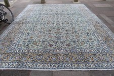 Vintage Hand Made Traditional Oriental Wool Green Blue Large Carpet 403x297cm