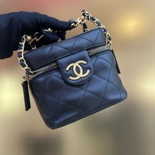 Chanel 22S Vanity Case  Soft Box Bag Black Leather Gold Hardware [Duties Paid]