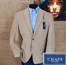 NWT RALPH LAUREN Chaps Men  s Size 40 R Tan Corduroy Blazer Suede Elbow Patches