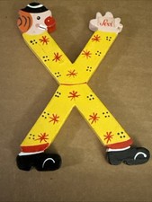 Vtg. Sevi Hand Painted Wooden Alphabet Letter 3.5  Clown Child Baby Decor  X  
