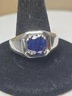 VTG Estate Men's Ring Sterling Silver 925 Natural Blue Sapphire Size 11