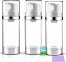 Airless Pump Bottles 3.4oz/100ml 3 Pack Lotion Dispenser 3.4oz-3Pack, Clear 