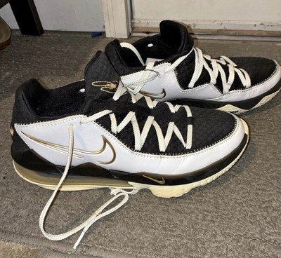 Nike Men s LeBron James Top Lace Up Athletic Sneakers Black/White/Gold Basketbal