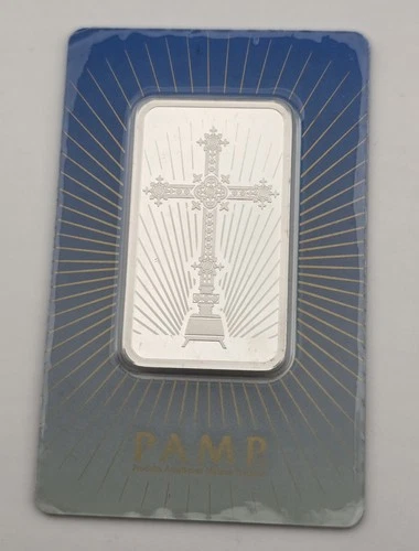 1 Oz 999 Silver Pamp Bar Romanesque Cross Pure Bullion