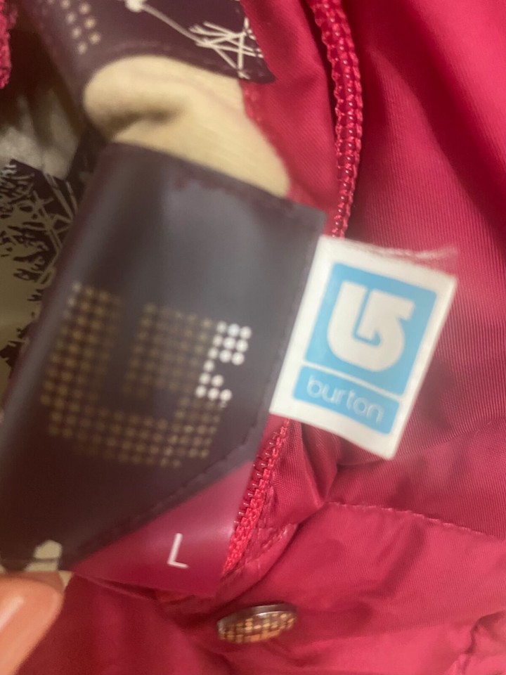 Burton Womens Sz Lrg Down Puffer Jacket Reversible Ski Snowboard Pink