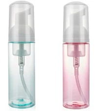 2 Pack 60ml Travel Foam Pump Bottle Dispenser for Face Wash Lash Shampoo