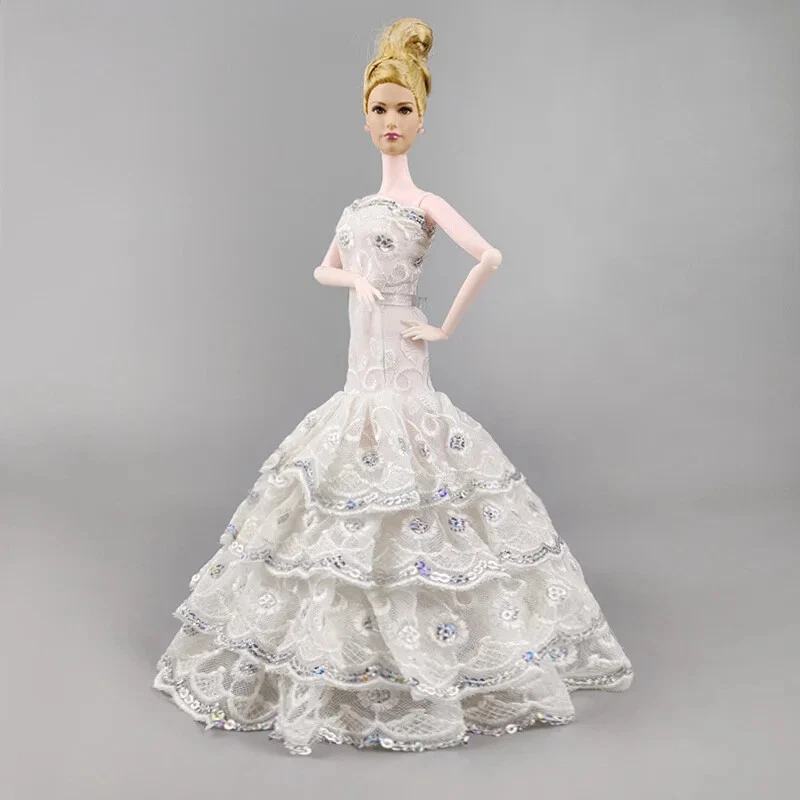 VETEMENTS Abito da sposa argento bianco per abiti bambola 11 5 pollici coda di pesce abito da sirena 1 6