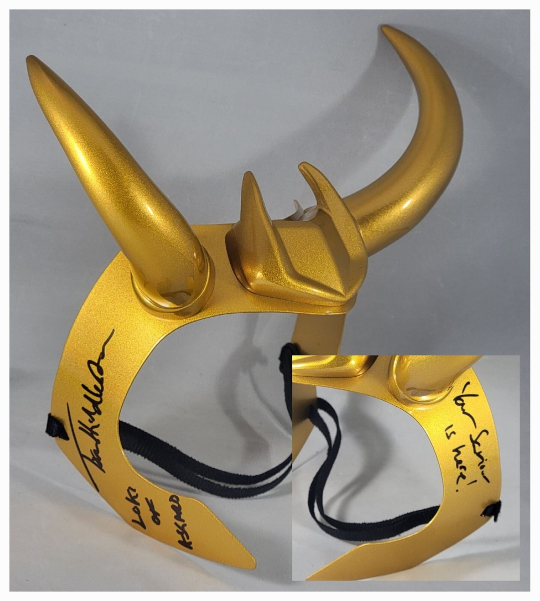 TOM HIDDLESTON SIGNED REPLICA MARVEL PRESIDENT LOKI CROWN HELMET