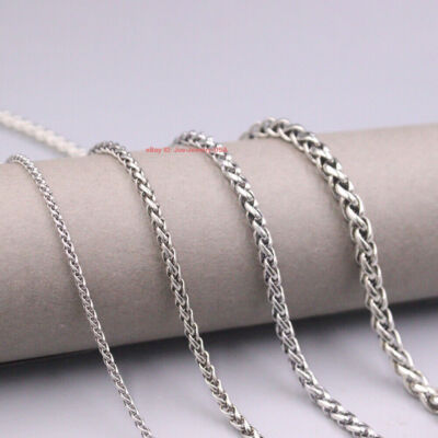 Real S925 Sterling Silver Necklace Classic Wheat Link Chain 18
