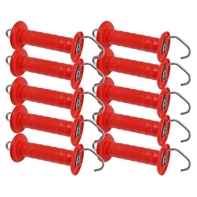 10 Torgriffe rot mit Haken Weidezaun Torgriff Pferdezaun Zaunbau Koppel Seil