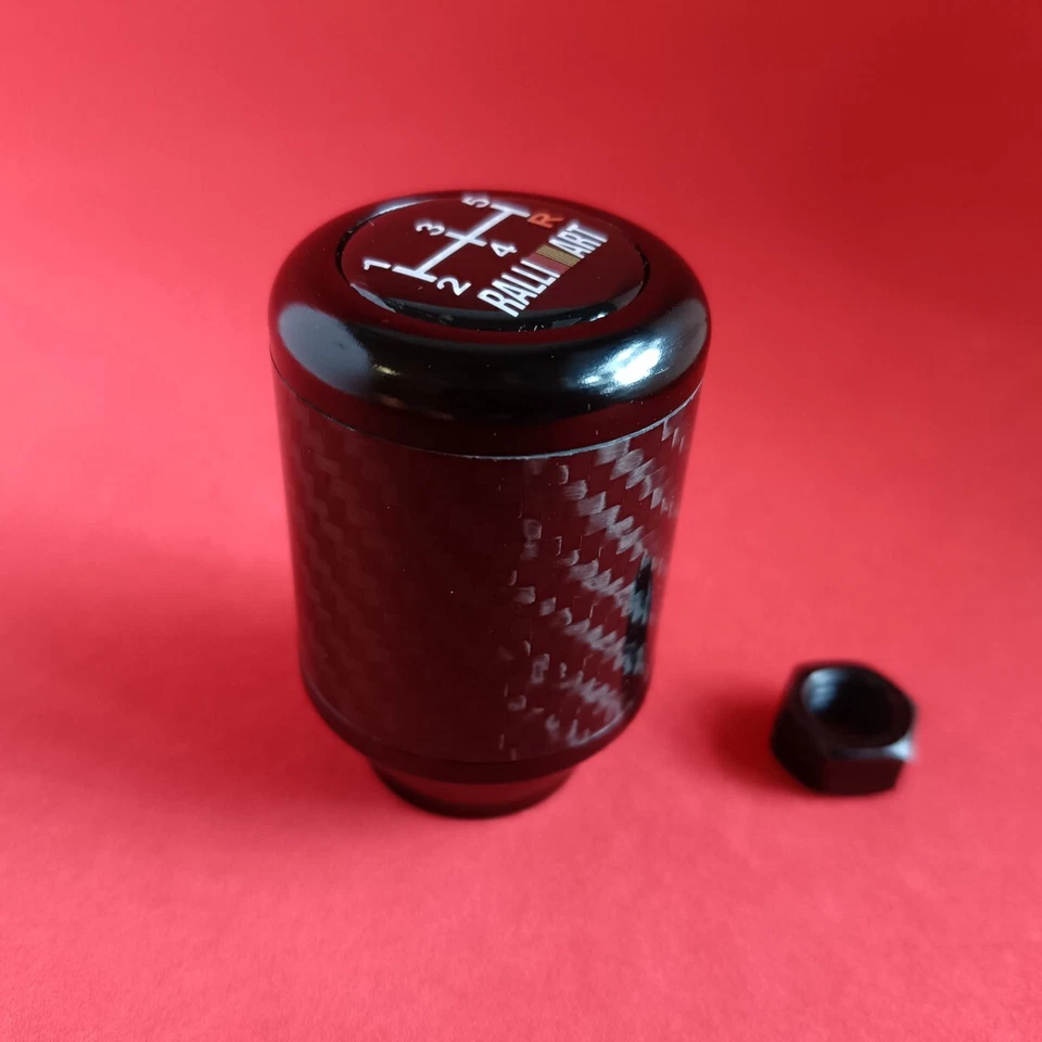 PERILLA DE CAMBIO DE FIBRA DE CARBONO NEGRA 5S JDM para LANCER EVO Eclipse MIRAGE RALLIART Foto 3 de 4