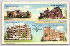 Postcard Louisville Kentucky St Anthony and Baptist Hospitals and Infirmaries