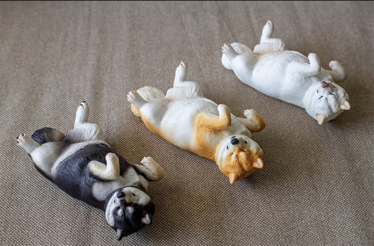 M7 Sleeping Shiba Inu Figure Pet Dog Animal Model Collector Car Decor Kids  Gift